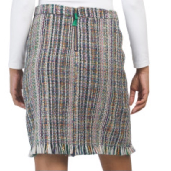 NWOT- Chelsea & Theodore boucle fringe hem skirt/multi colored, pencil skirt - Picture 2 of 5